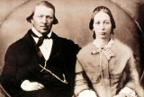 A photo of Brigham Young seated with his wife.