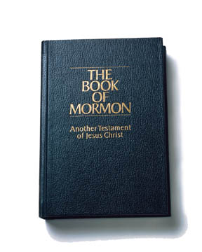 A photo of a copy of The Book of Mormon.