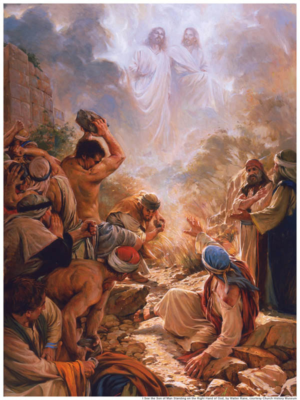 A painting depicting Stephen seeing God the Father and His Son, Jesus Christ.