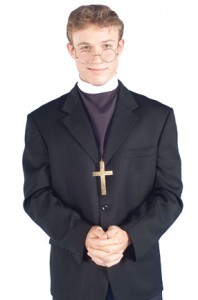 A photo of a Catholic Priest.