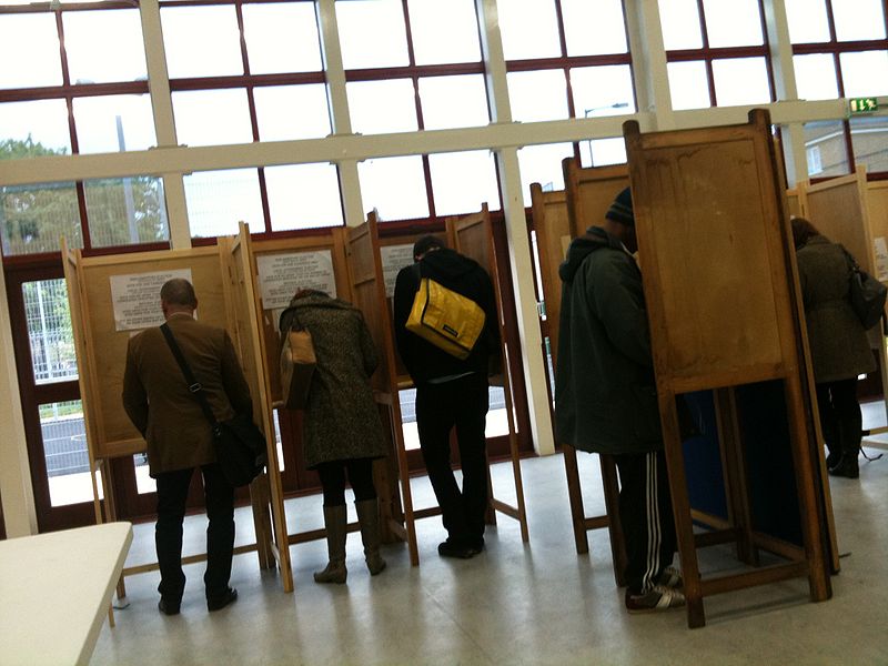 People voting in an election.