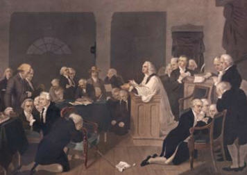 The Rev. Jacob Duché leading the first prayer for the Second Continental Congress, Philadelphia, September 7, 1774