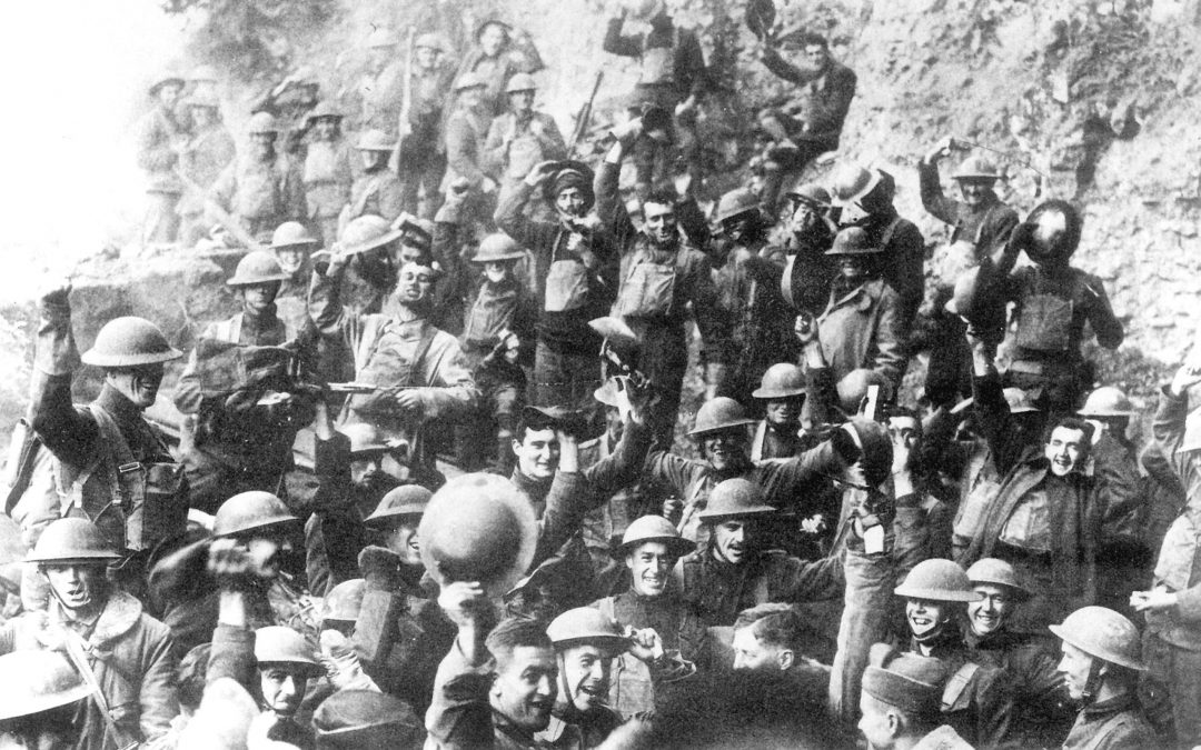 The U.S. 64th regiment celebrating the Armistice of World War I.