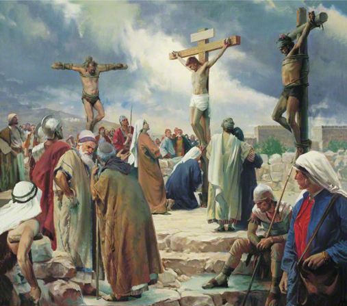 The Savior was crucified.