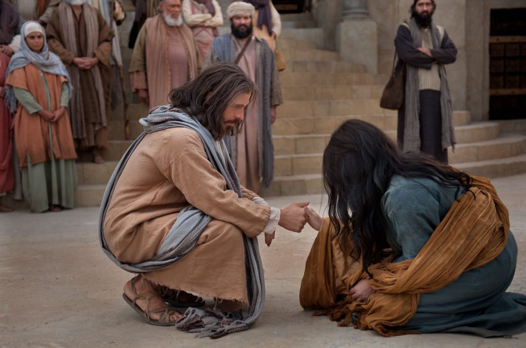 Jesus showed compassion to the woman taken in adultery.